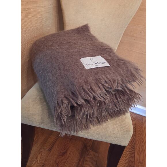 Yves Delorme Paris 100% Mohair King Blanket Nutmeg Brown Heavyweight 180x240cm - Picture 2 of 7